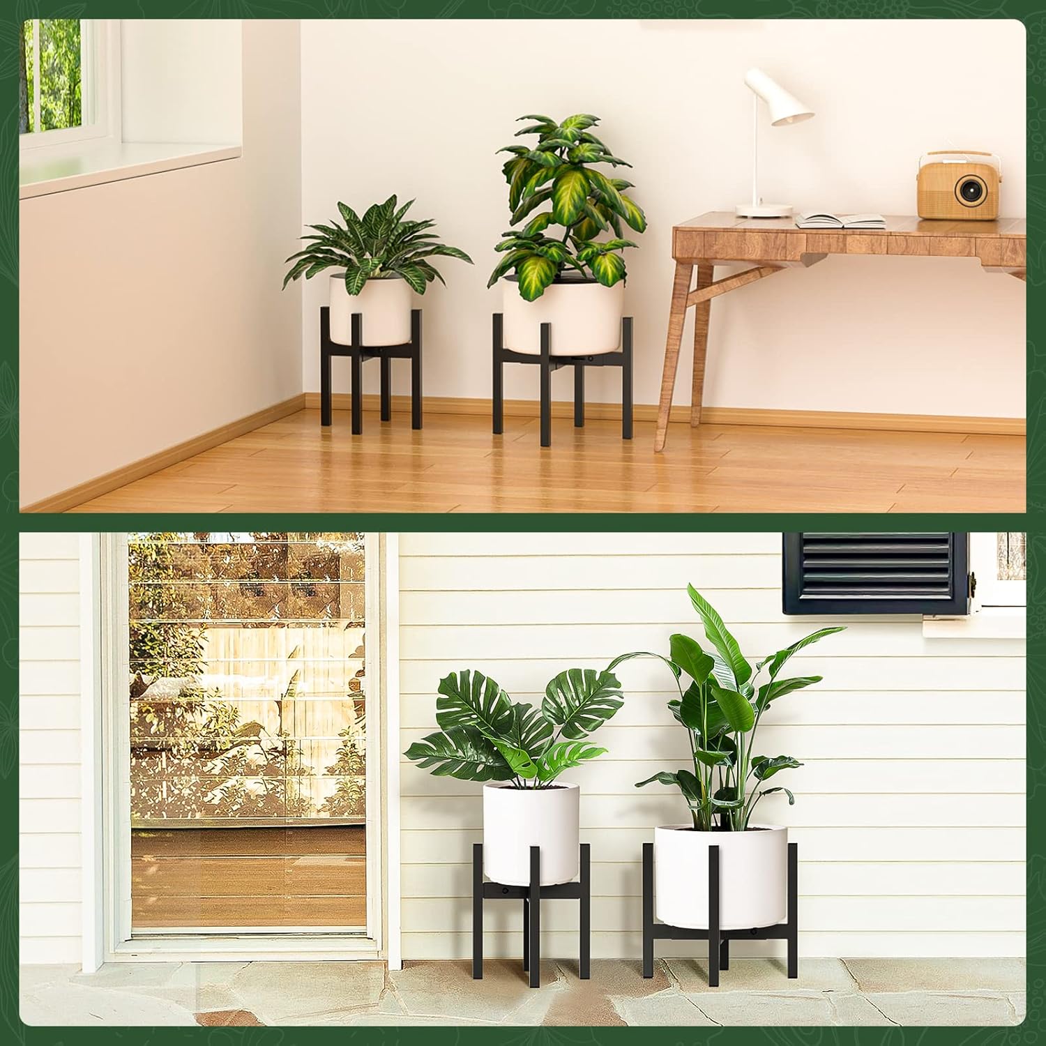 ZMTECH Soporte ajustable para plantas de 9 a 14 pulgadas, soporte de metal moderno de mediados de siglo, soporte para plantas de interior y exterior