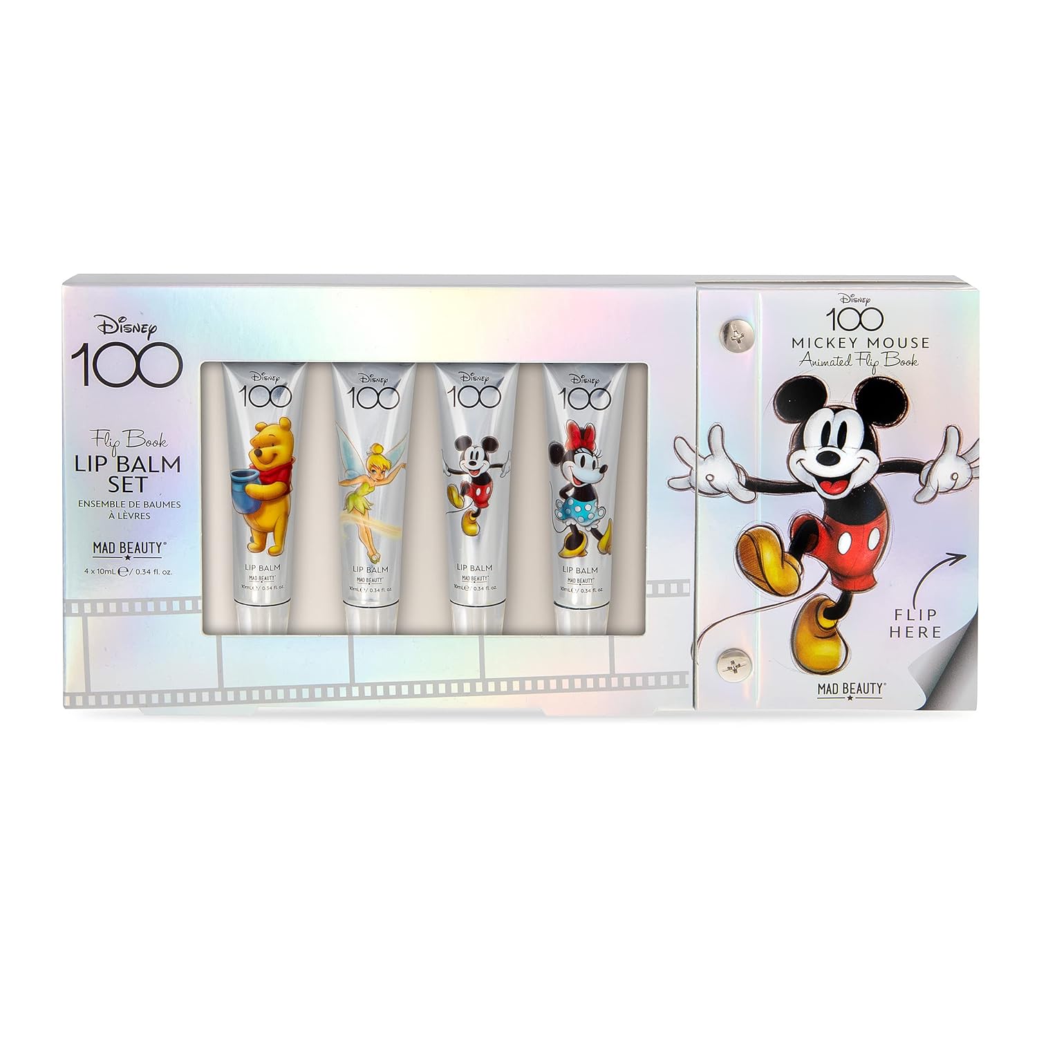 Mad Beauty 100 Years of Disney – Juego de 4 bálsamos labiales de edición limitada  Libro coleccionable  Cosméticos libres de crueldad animal  Gran