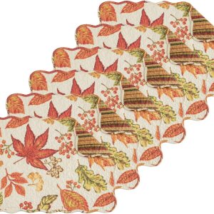 C&F Home Rylie – Juego de 6 manteles individuales acolchados de algodón, rectangulares, oblongos, lavables a máquina, hojas florales, cosecha de C&F Home Rylie – Juego de 6 manteles individuales acolchados de algodón, rectangulares, oblongos, lavables a máquina, hojas florales, cosecha de