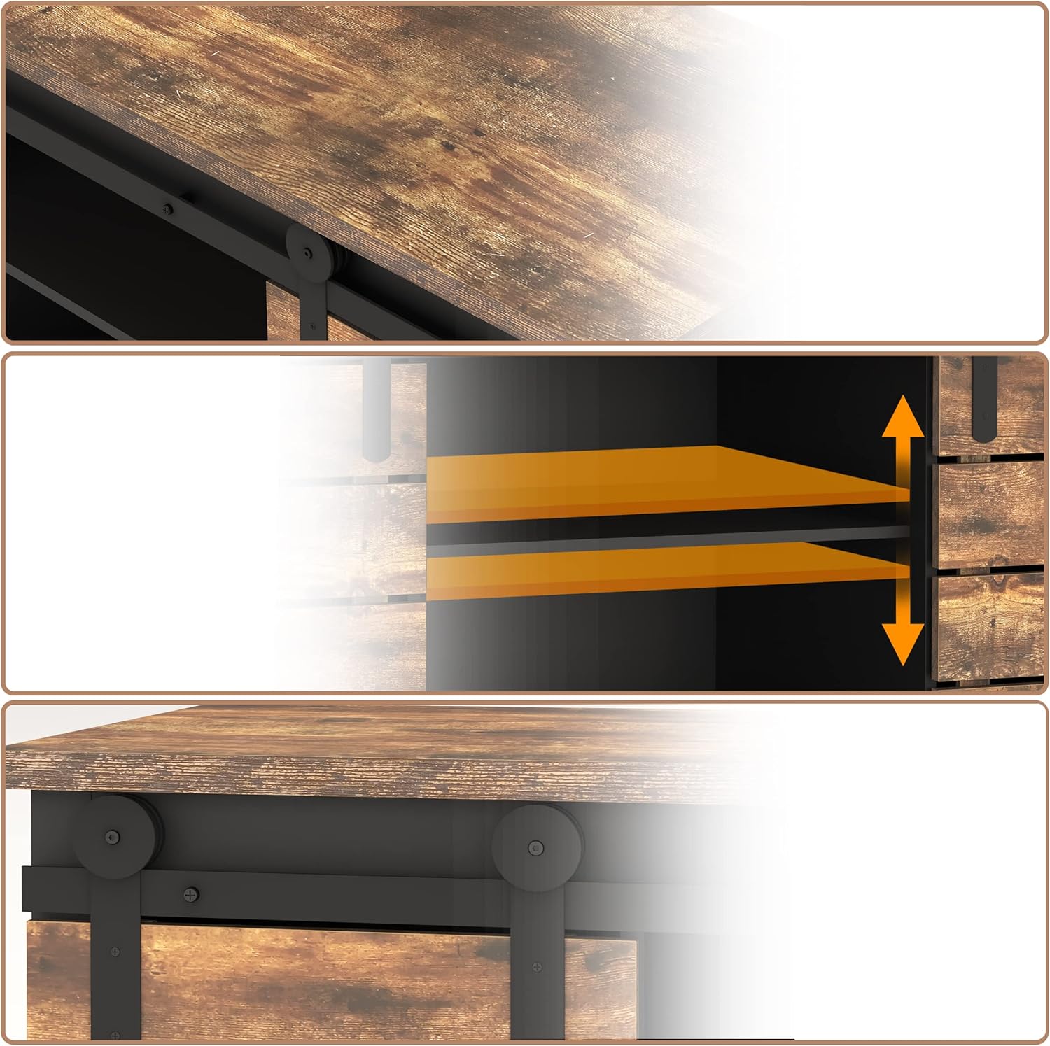 NSdirect Aparador de cafetera, soporte de TV moderno, estación de buffet de granja, puerta corrediza de granero, consola de credenza con listón y