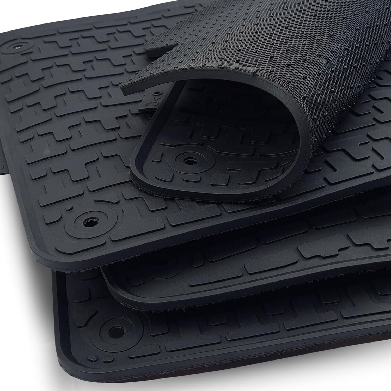 Alfombrillas para Volvo XC90 2016-2024 3Row All Weather 5items Rubber Set Negro Antideslizante