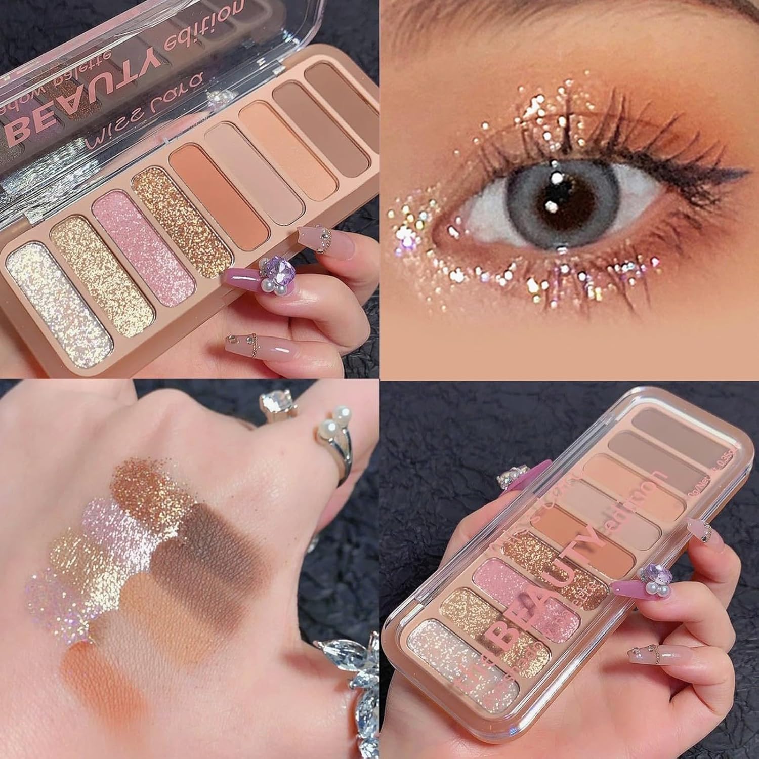 Paleta de sombra de ojos de 9 colores  Sombra de ojos con purpurina mate, ultra mezclable, impecable y natural, de larga duración, pawlet de sombra