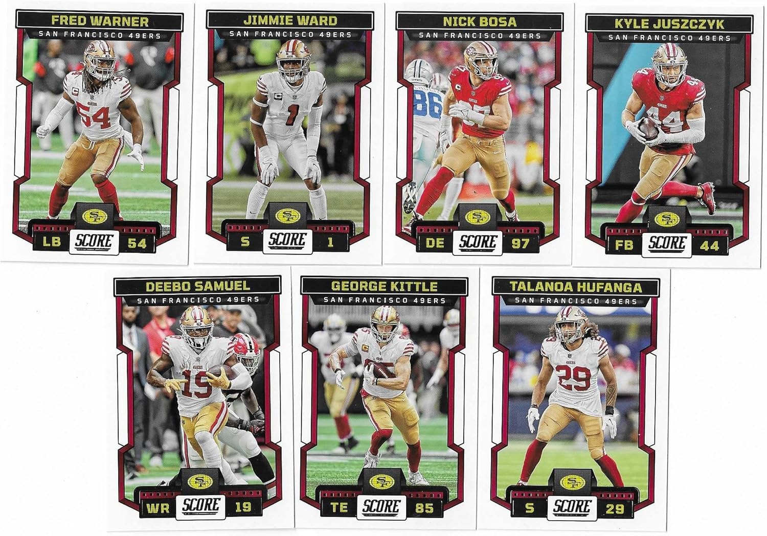 2023 Panini Score Football Blaster Box 6 Packs 132 Cards w 2023 Score San Francisco 49ers Team Set Gift Pack
