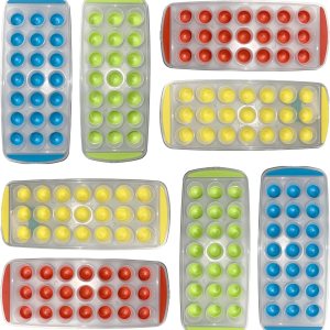 Mini bandejas redondas para cubitos de hielo de 11 pulgadas con parte inferior de silicona flexible (Juego de 4, 2 unidades, colores primaverales) Mini bandejas redondas para cubitos de hielo de 11 pulgadas con parte inferior de silicona flexible (Juego de 4, 2 unidades, colores primaverales)