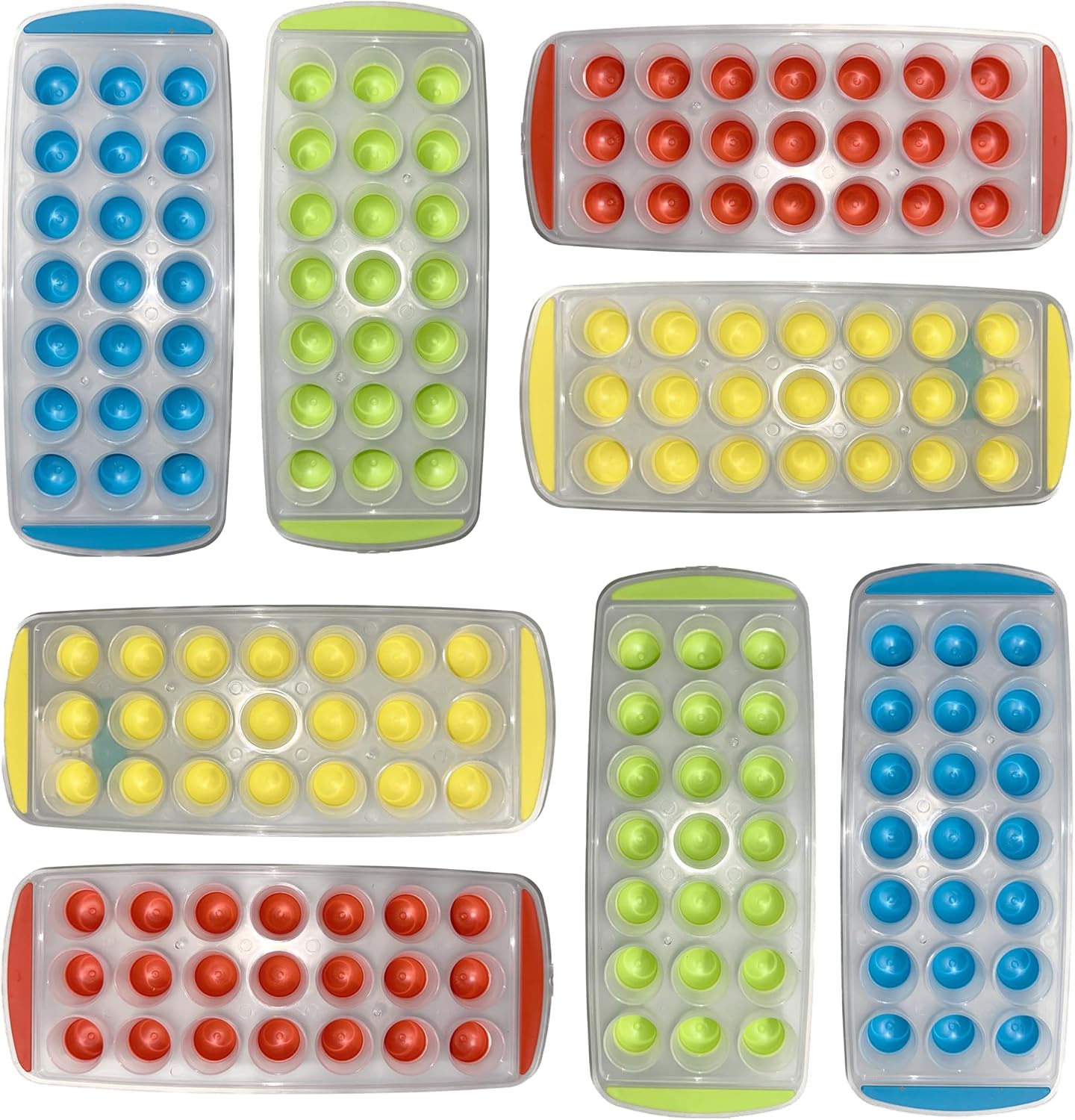 Mini bandejas redondas para cubitos de hielo de 11 pulgadas con parte inferior de silicona flexible (Juego de 4, 2 unidades, colores primaverales)