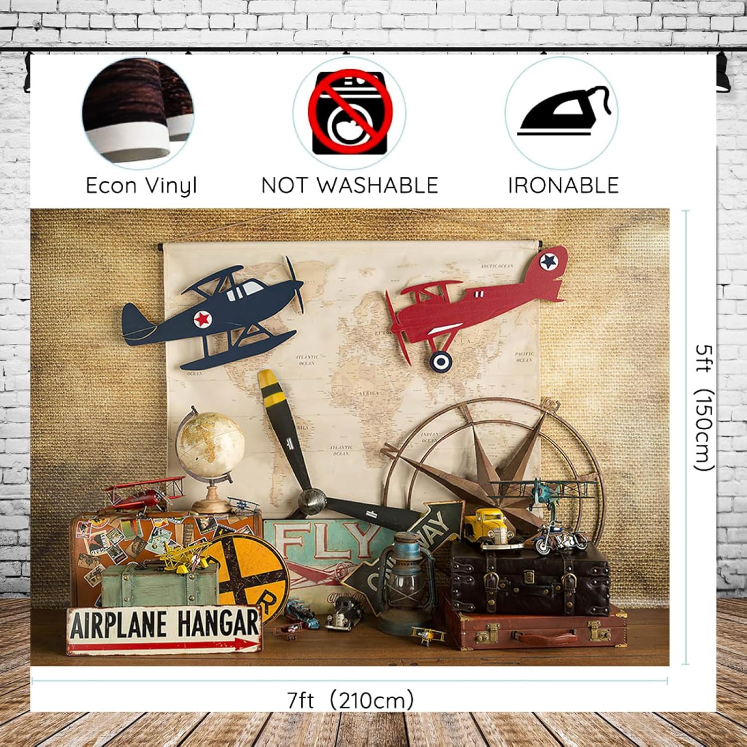 Telones de fondo de sueño volador para niños, decoración de fiesta de primer cumpleaños, mapa piloto, avión, maleta de viaje, fondo de fotos, baby