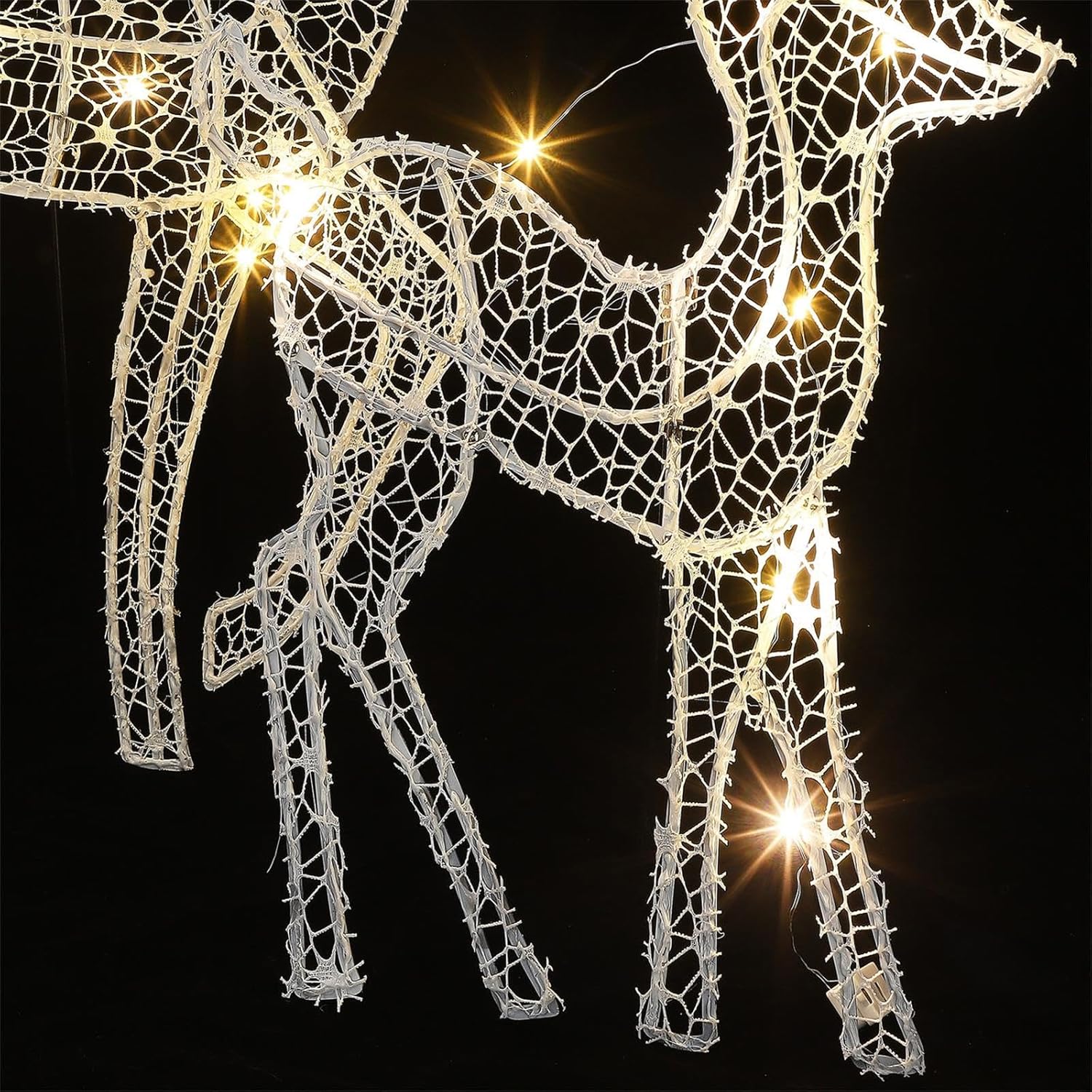 Juego de 3 piezas de renos de Navidad iluminados con ciervos de Navidad, decoración de patio de renos de Navidad, conjunto familiar de ciervos de