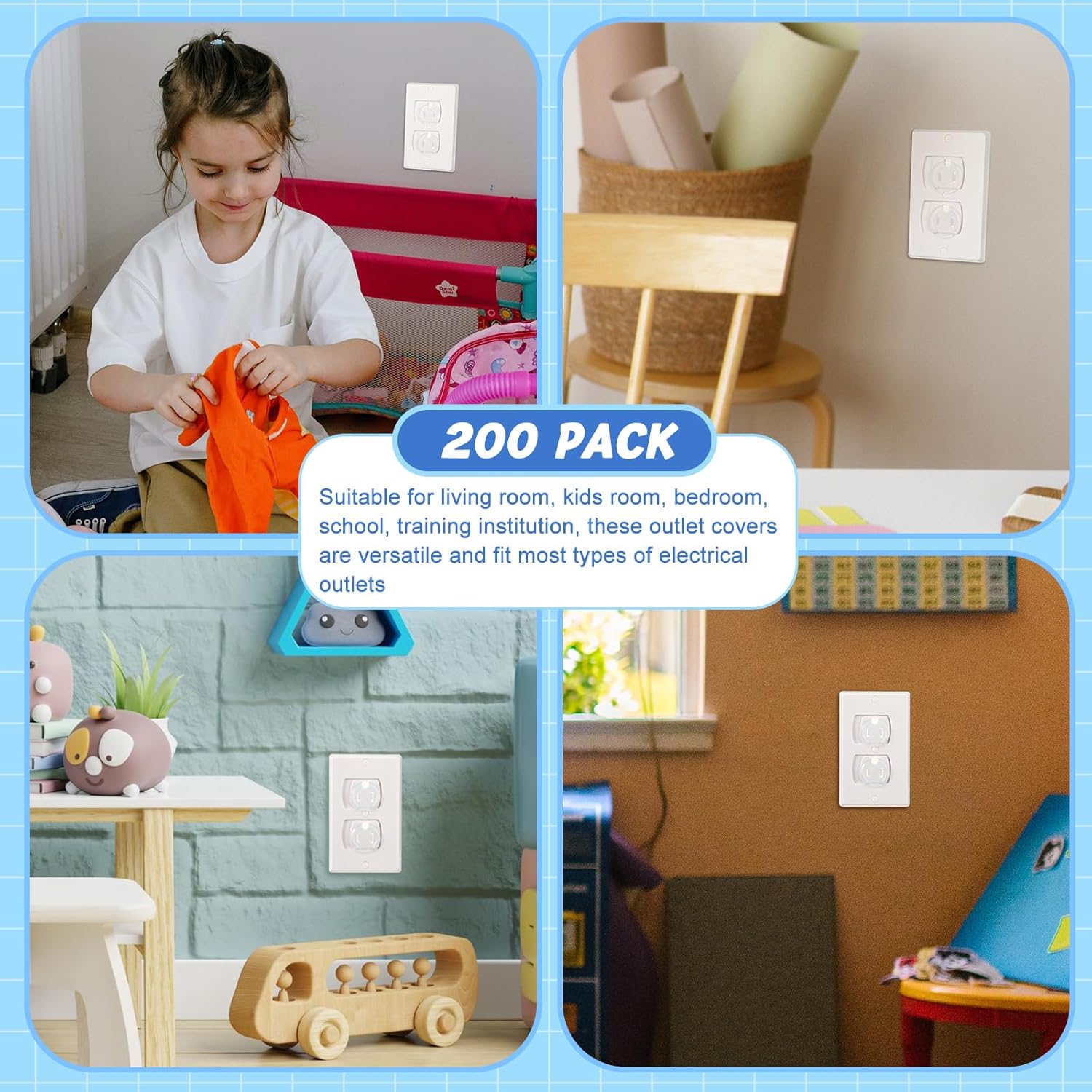 200 fundas transparentes para enchufes a granel a prueba de bebés para enchufes eléctricos, enchufe fácil de instalar, resistente y seguro, kit a