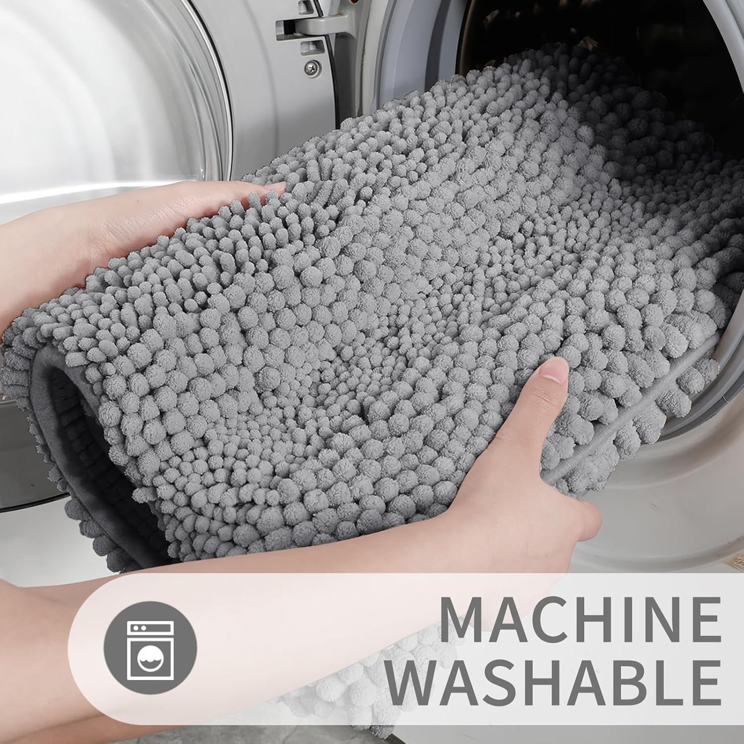 Yimobra Tapete de baño de felpilla a rayas, lujoso, extra grueso y suave, esponjoso, absorbente, antideslizante, lavable a máquina, tapetes de baño