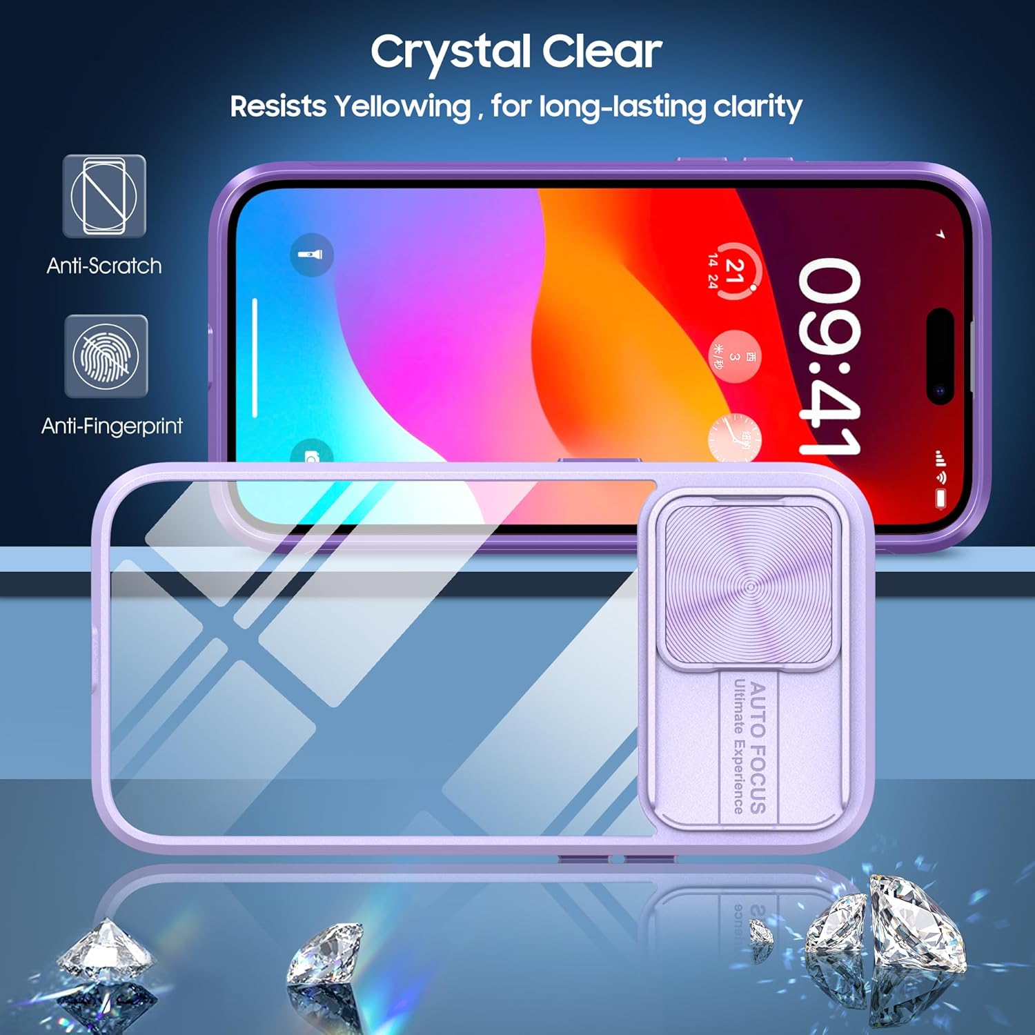 Asuwish Funda de teléfono para iPhone 15 Pro Max CFMJ US Morado