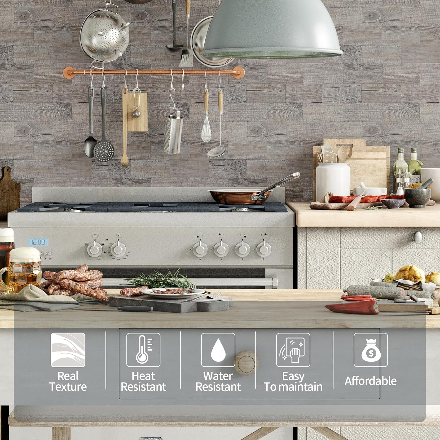 Yipscazo Azulejo de pared compuesto de PVC 3D de 3 x 6 pulgadas para despegar y pegar en azulejos para cocina, baño, lavandería, chimenea (gris