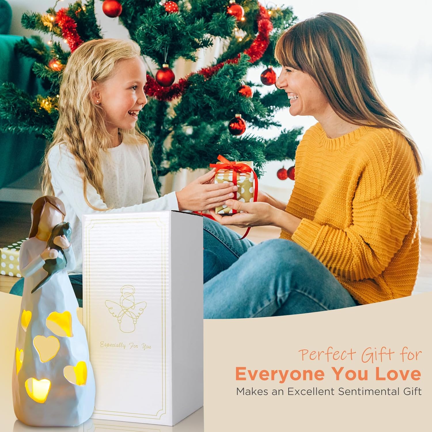 Styleonme Lámparas de vela, Estatua de la Madre e Hija, Regalos de Navidad de la hija, Gran Madre Regalos, Regalo de la Hija de la Madre, Regalo de