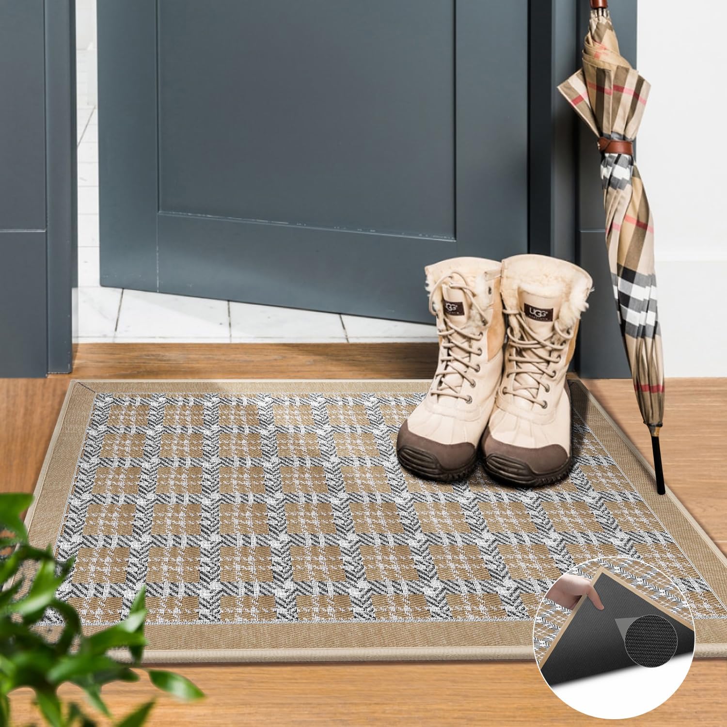 GOYLSER Tapete de puerta de otoño para entrada al aire libre, tapete interior de goma para entrada de puerta delantera, alfombra pequeña para