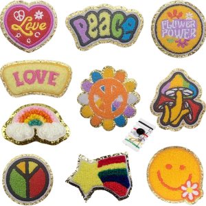 Joynaamn 10 parches de felpilla para planchar, bordado hippie para reparación y apliques decorativos para ropa, mochila, jeans, sombreros, Joynaamn 10 parches de felpilla para planchar, bordado hippie para reparación y apliques decorativos para ropa, mochila, jeans, sombreros,