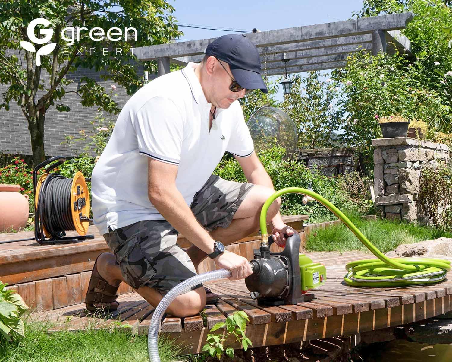Green Expert – Kits de bomba de pozo poco profundo de 1 HP sistema de riego doméstico, incluye bomba de agua, manguera de entrada de 13 pies,