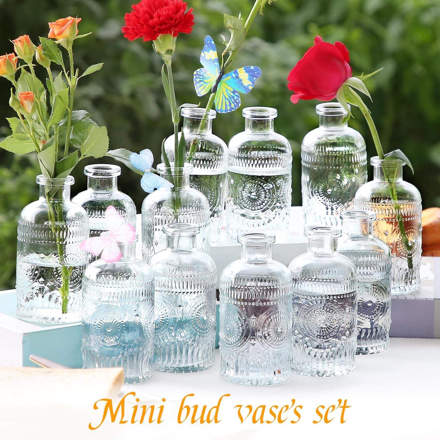 Jarrones de cristal a granel, pequeños jarrones de vidrio para flores como centros de mesa de boda para mesas, jarrones de flores transparentes