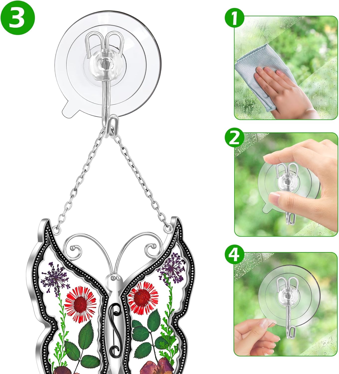 KY&BOSAM Ganchos de ventosa resistentes de PVC transparente con ganchos de metal para ventanas exteriores, interiores, árboles, patio, llaves, baño,