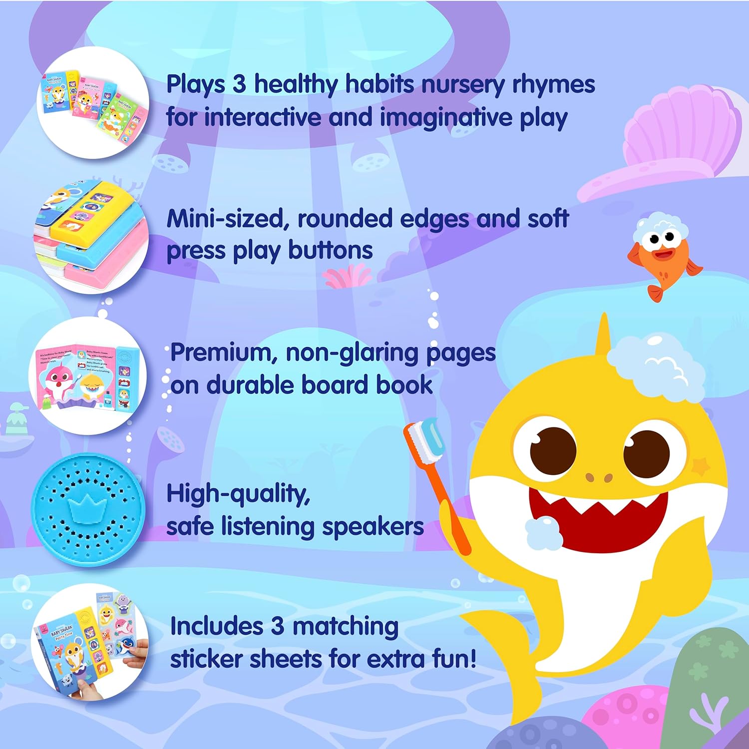 Pinkfong Juego de libros de sonido de hábitos saludables de Baby Shark