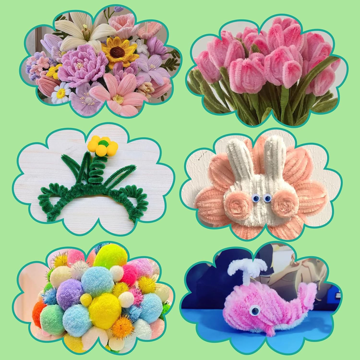 Zlulary Artes y manualidades para niños, limpiadores de pipas, suministros de manualidades, limpiador de tuberías, kit de arte y manualidades con