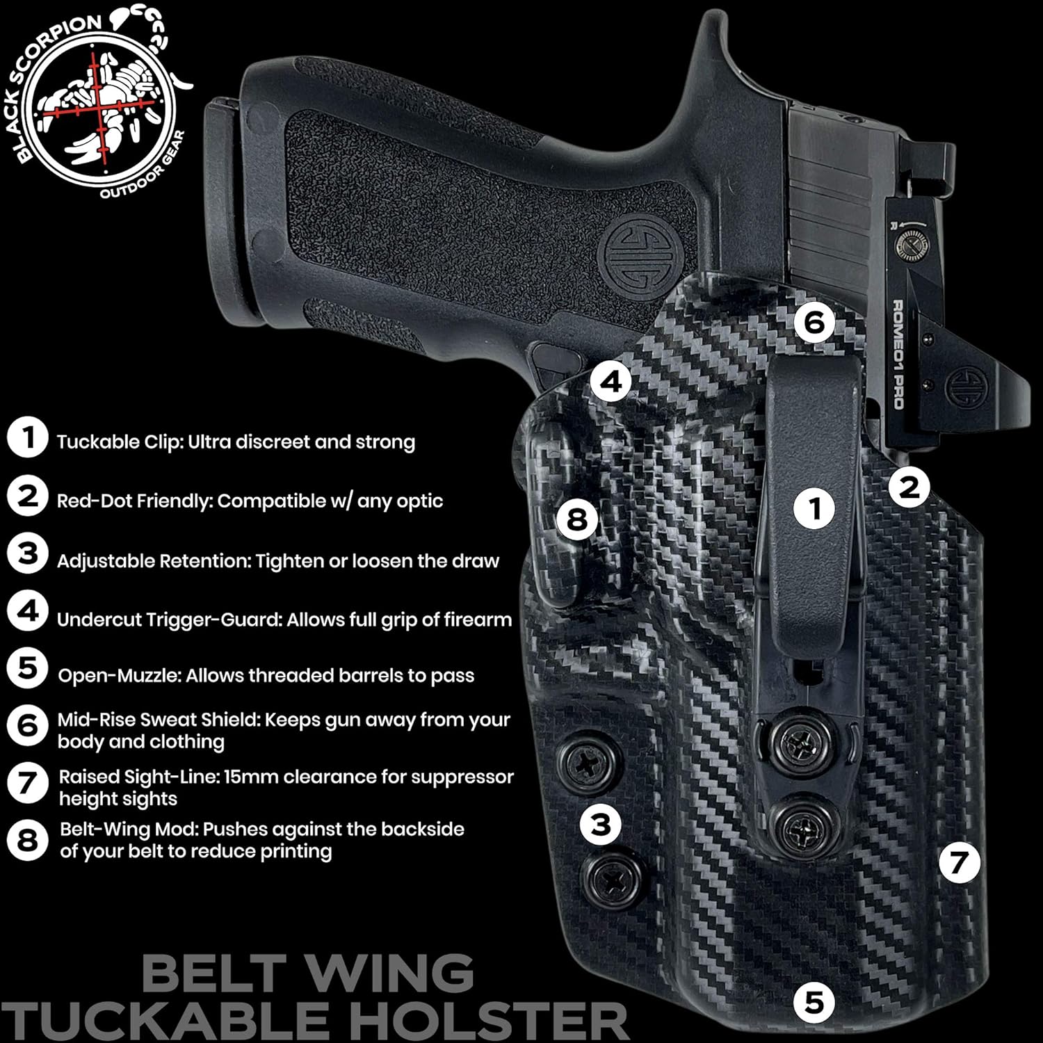 Inside The Waist Belt Wing – Funda plegable para Springfield Hellcat con TLR-6