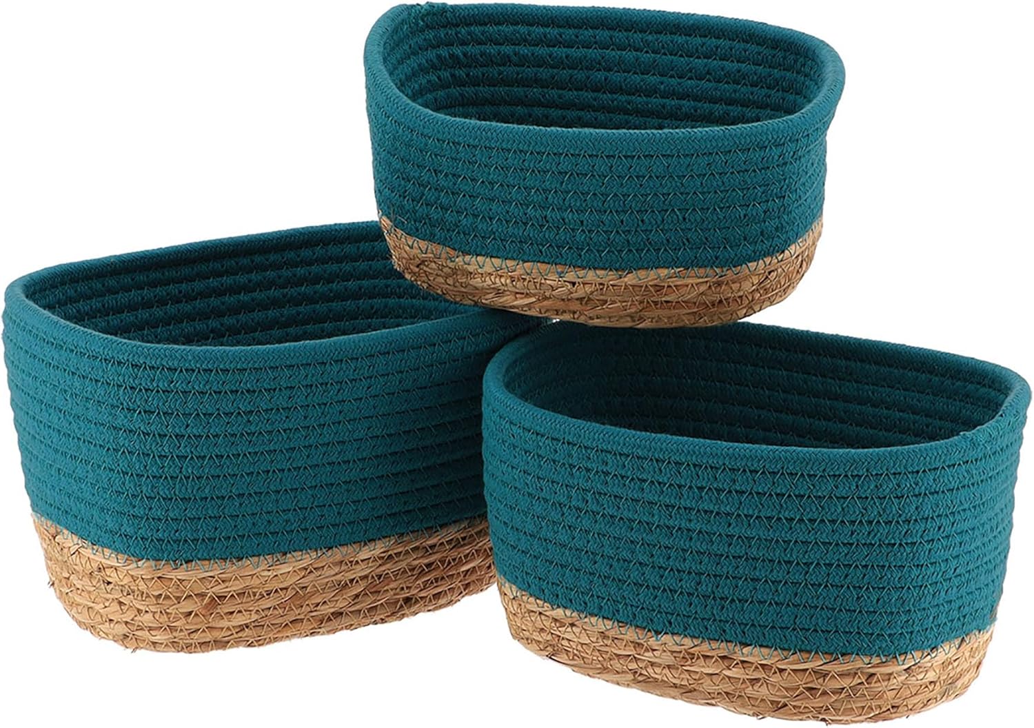 Cestas de almacenamiento clásicas de algodón apilables para estantes, juego de 3, ideales como canasta de pañales, canasta de juguetes para perros,
