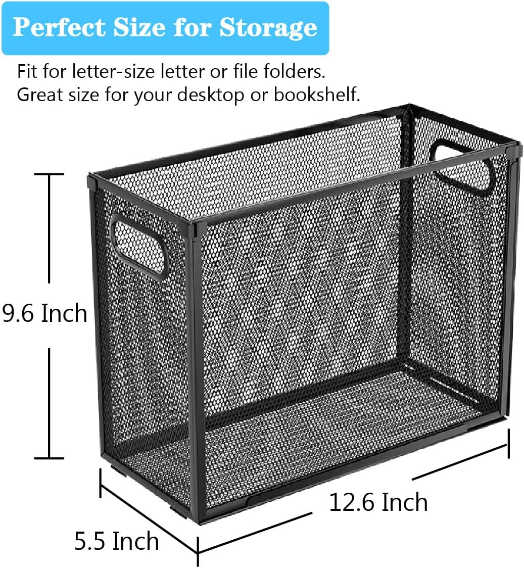 Organizador de archivos colgante para escritorio, paquete de 2 cajas de archivos de metal de tamaño carta, caja de archivos de alta calidad, fácil