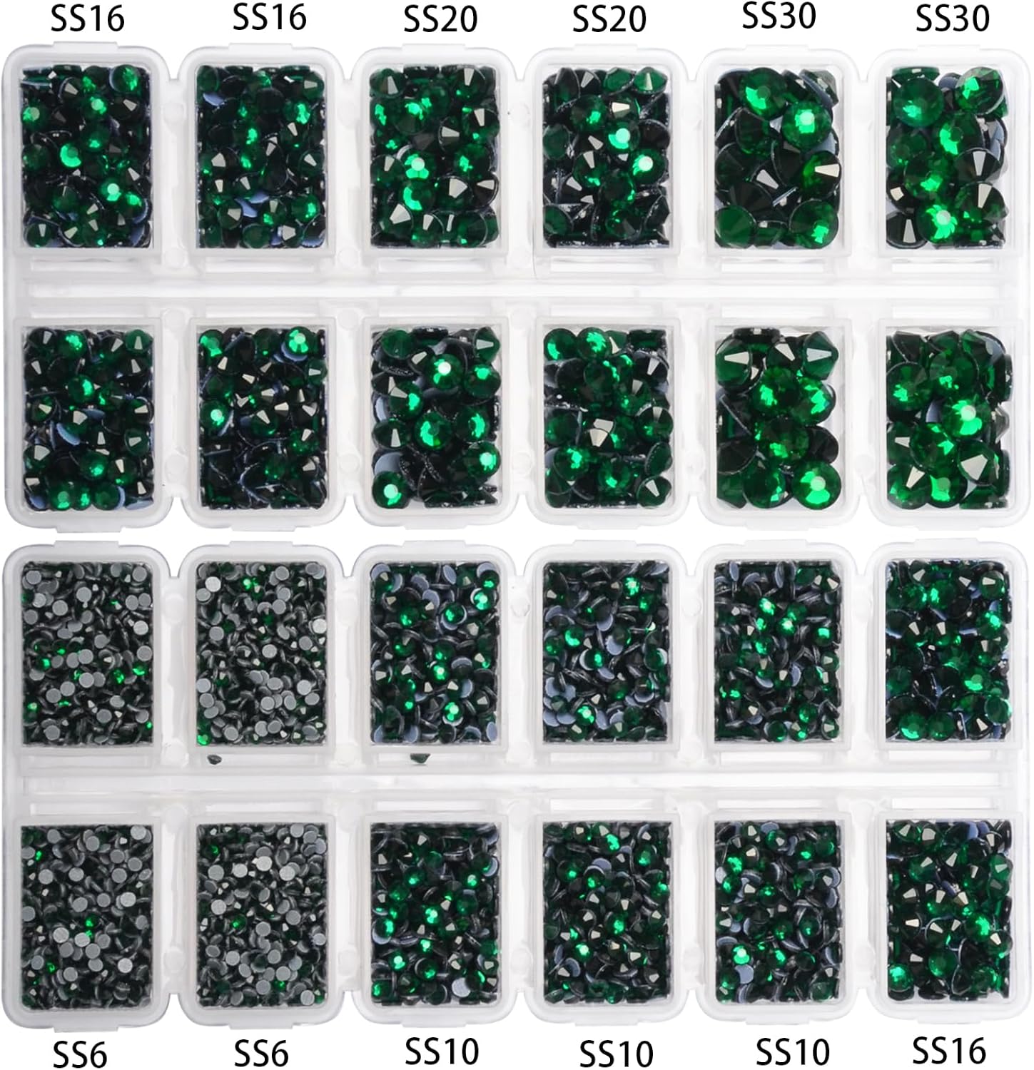 8000 unidades de piedras preciosas de cristal redondas de fijación en caliente, piedras de cristal con parte trasera plana para hacer bricolaje con