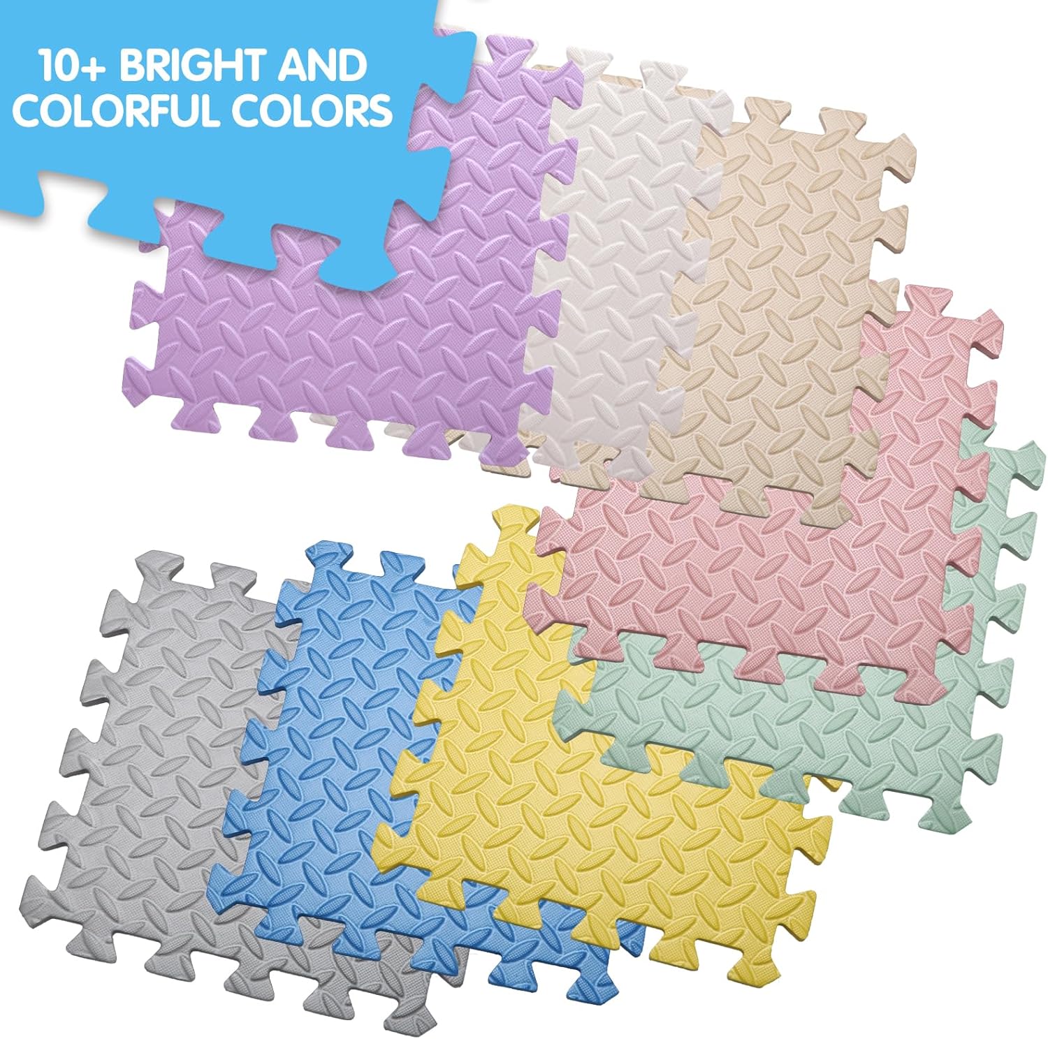 Tapete de juego de espuma EVA, 16 azulejos coloridos para bebé, tapete de juego cuadrado para niños con color sólido, azulejos de espuma