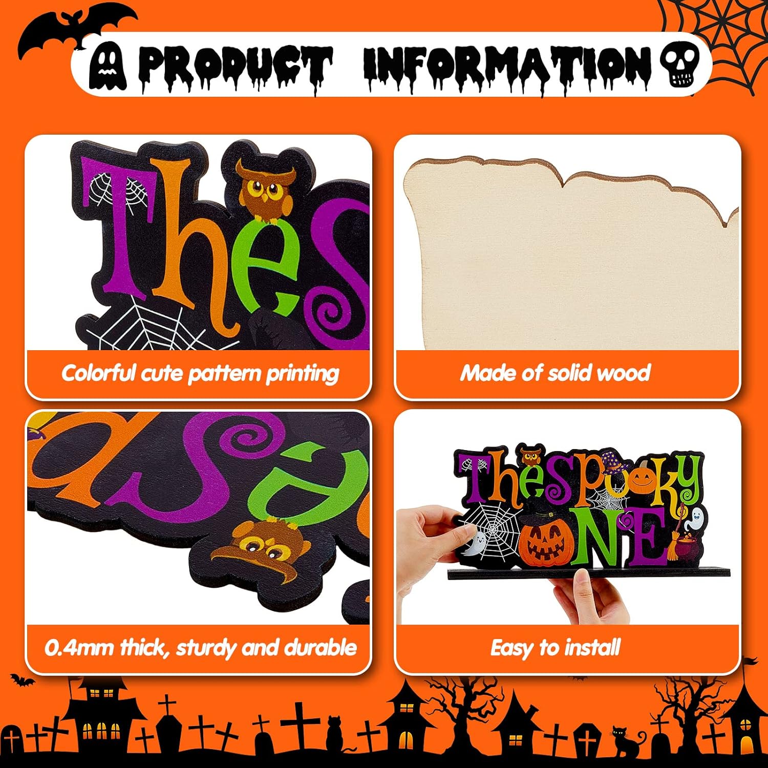 2 piezas de decoración de fiesta de primer cumpleaños con temática de Halloween, centros de mesa de madera, calabaza, una letra, para Halloween,