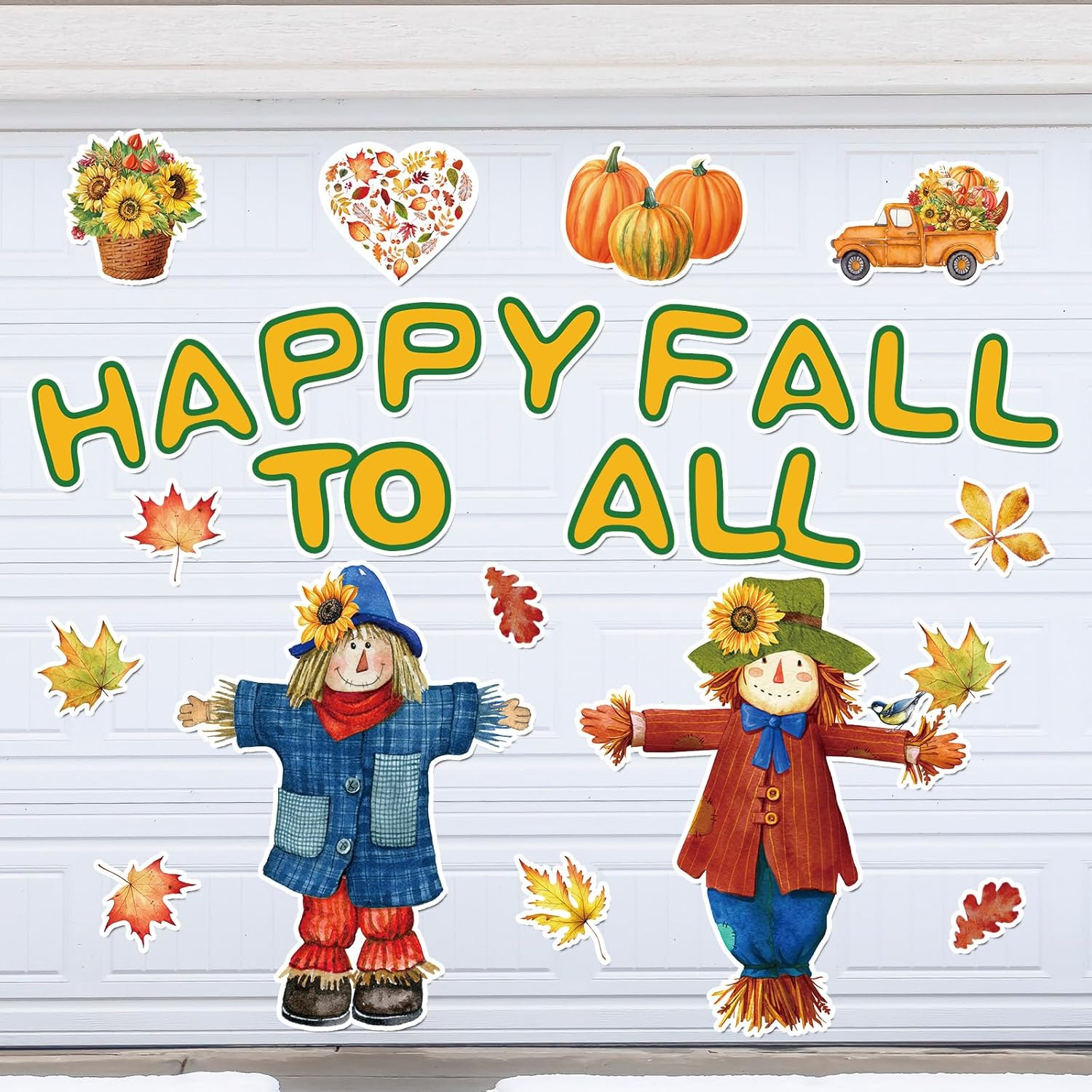 25 imanes de otoño para puerta de garaje, imanes extraíbles de otoño, decoración de puerta de garaje, espantapájaros, hojas, girasoles, calabaza,