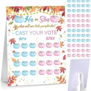 Poen Tablero de revelación de género de Acción de Gracias con soporte What Will Our Little Pumpkin Be Maple Leaf Juego de revelación de género con Poen Tablero de revelación de género de Acción de Gracias con soporte What Will Our Little Pumpkin Be Maple Leaf Juego de revelación de género con