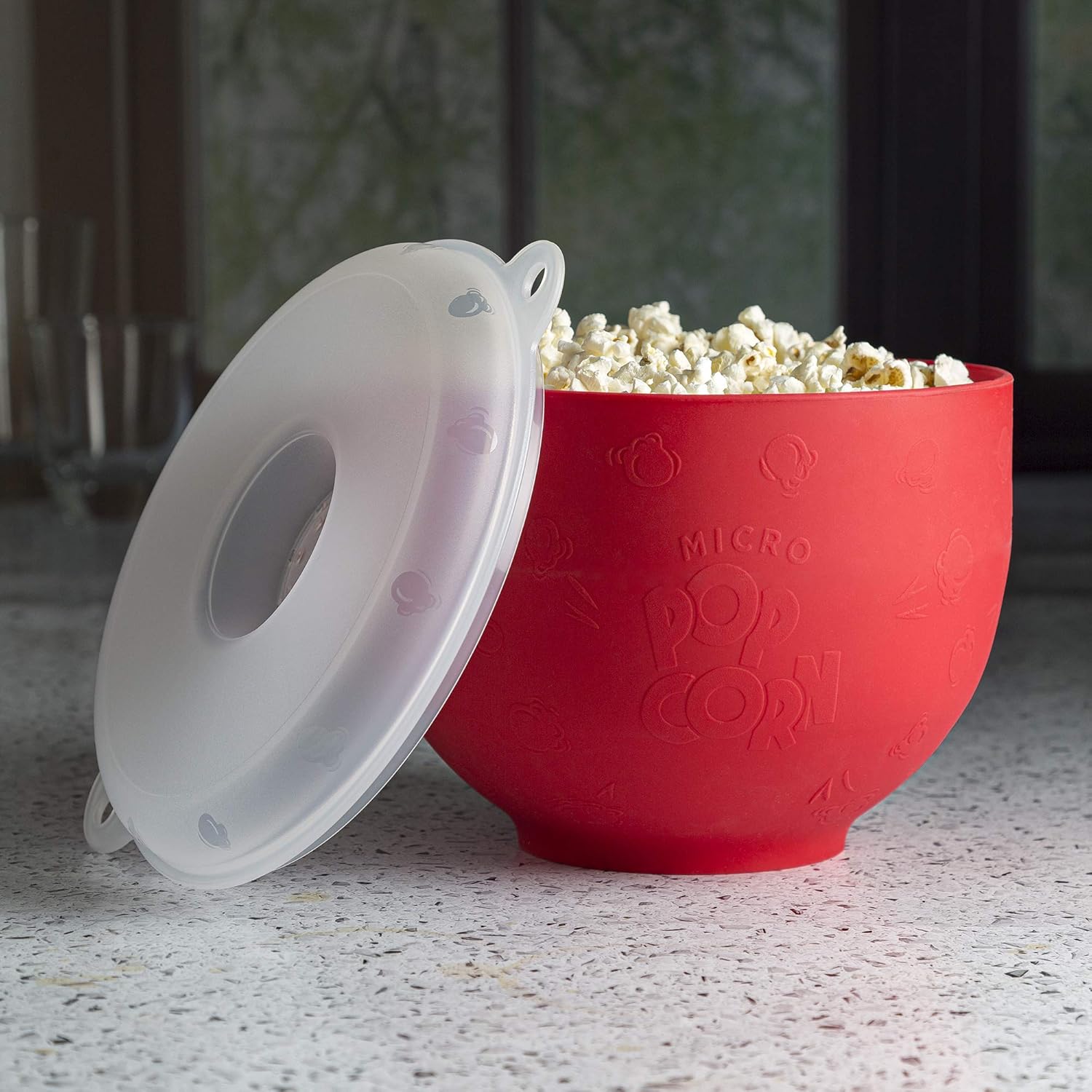 Goodful Palomitas de maíz de silicona, plegable para hacer palomitas de maíz para microondas, cuenco hecho sin BPA, rojo