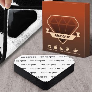 Paquete de 12 agarraderas para alfombras, agarre para alfombras para suelos de madera dura, antideslizantes, lavables, cintas de alfombra para Paquete de 12 agarraderas para alfombras, agarre para alfombras para suelos de madera dura, antideslizantes, lavables, cintas de alfombra para