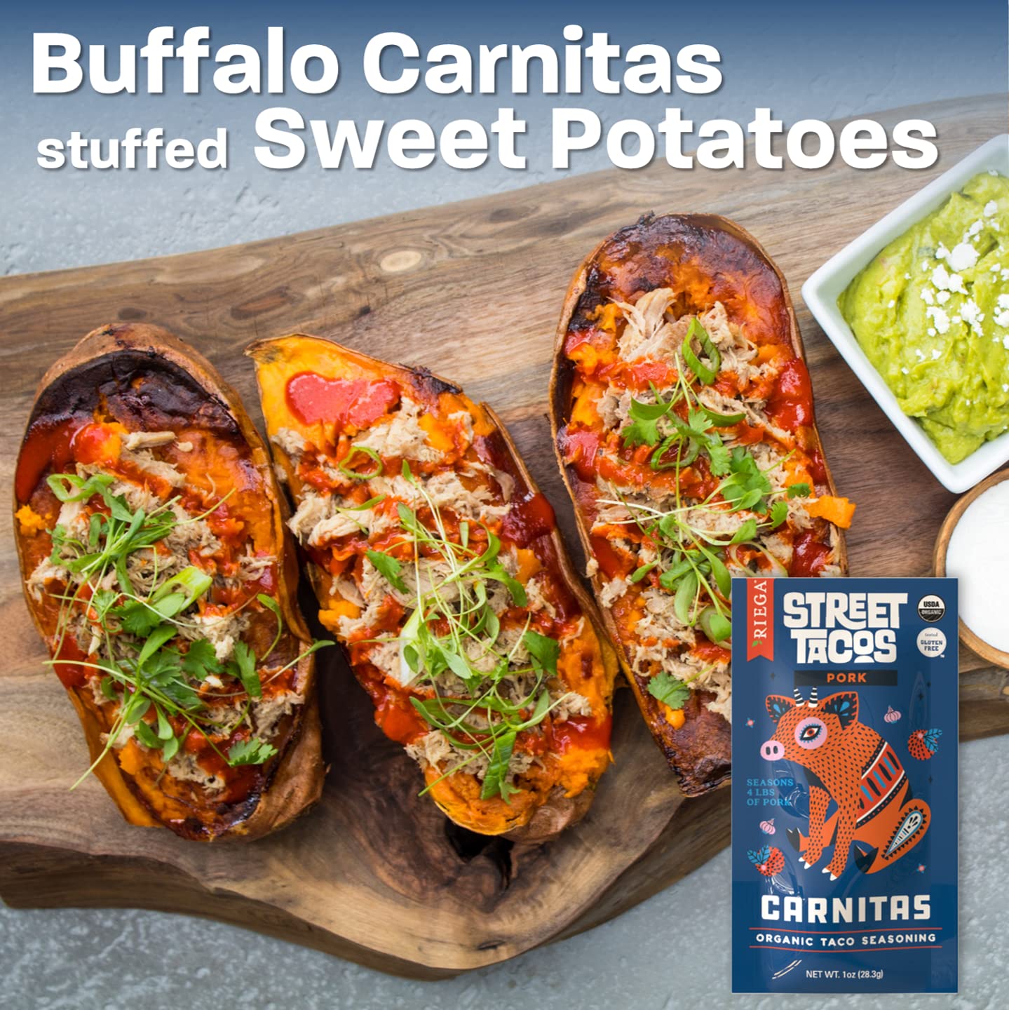 Riega Condimento orgánico para tacos de Carnitas Street, mezcla perfecta para auténticas carnitas de cerdo ralladas en olla de cocción lenta, 1 onza