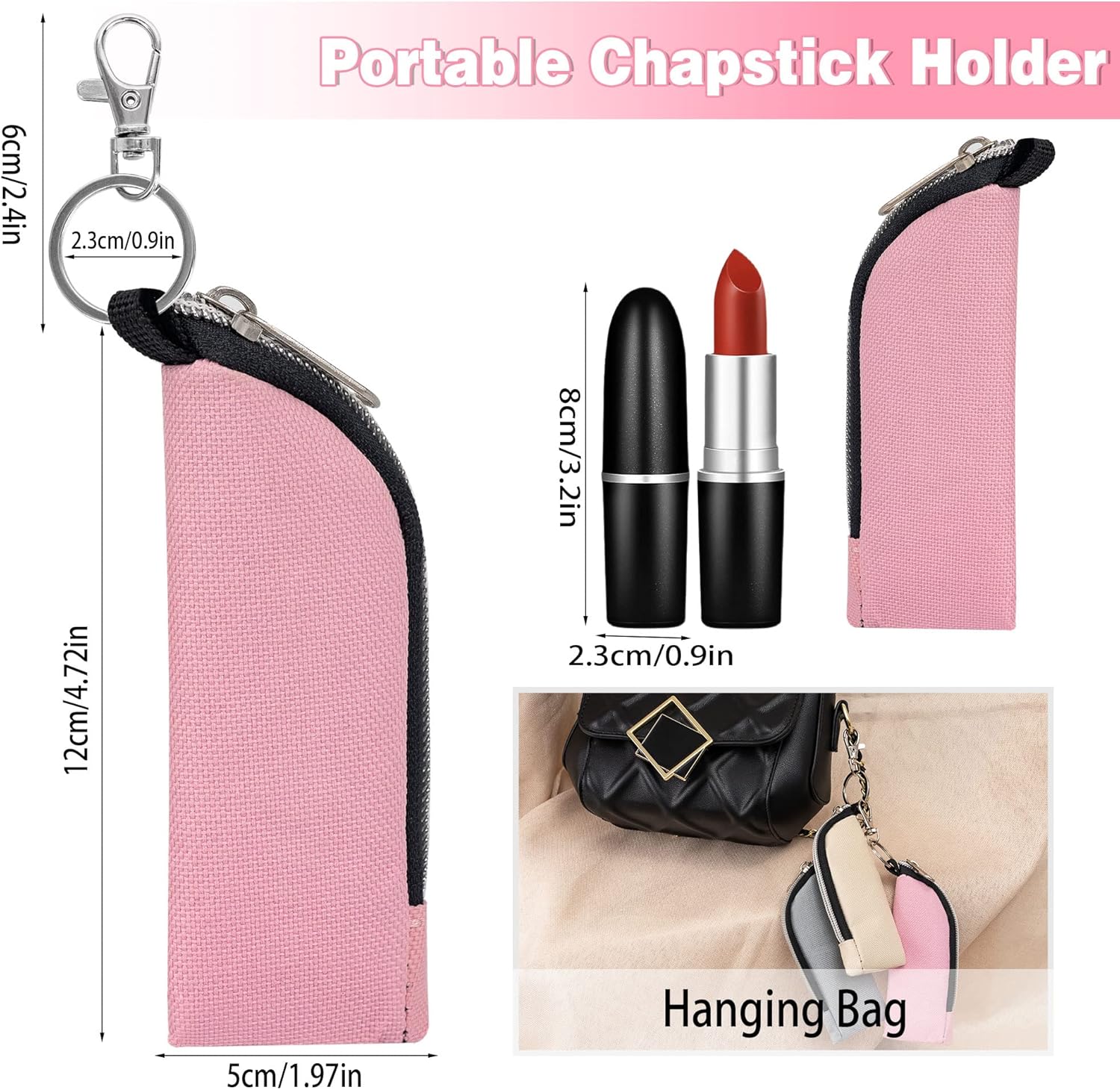 Soporte para lápiz labial, 6 unidades, bolsa portátil para lápiz labial, bolsa de clip para maquillaje, accesorios de viaje, gran regalo para