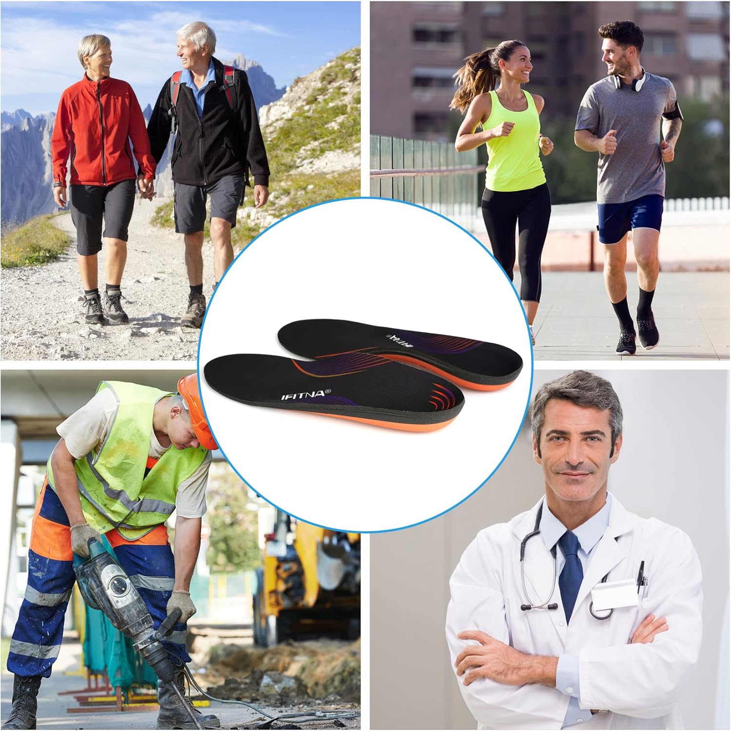 iFitna Plantillas ortopédicas clásicas para zapatos de longitud completa con soporte de arco, unisex, alivian el dolor metatarsiano, arco y talón,