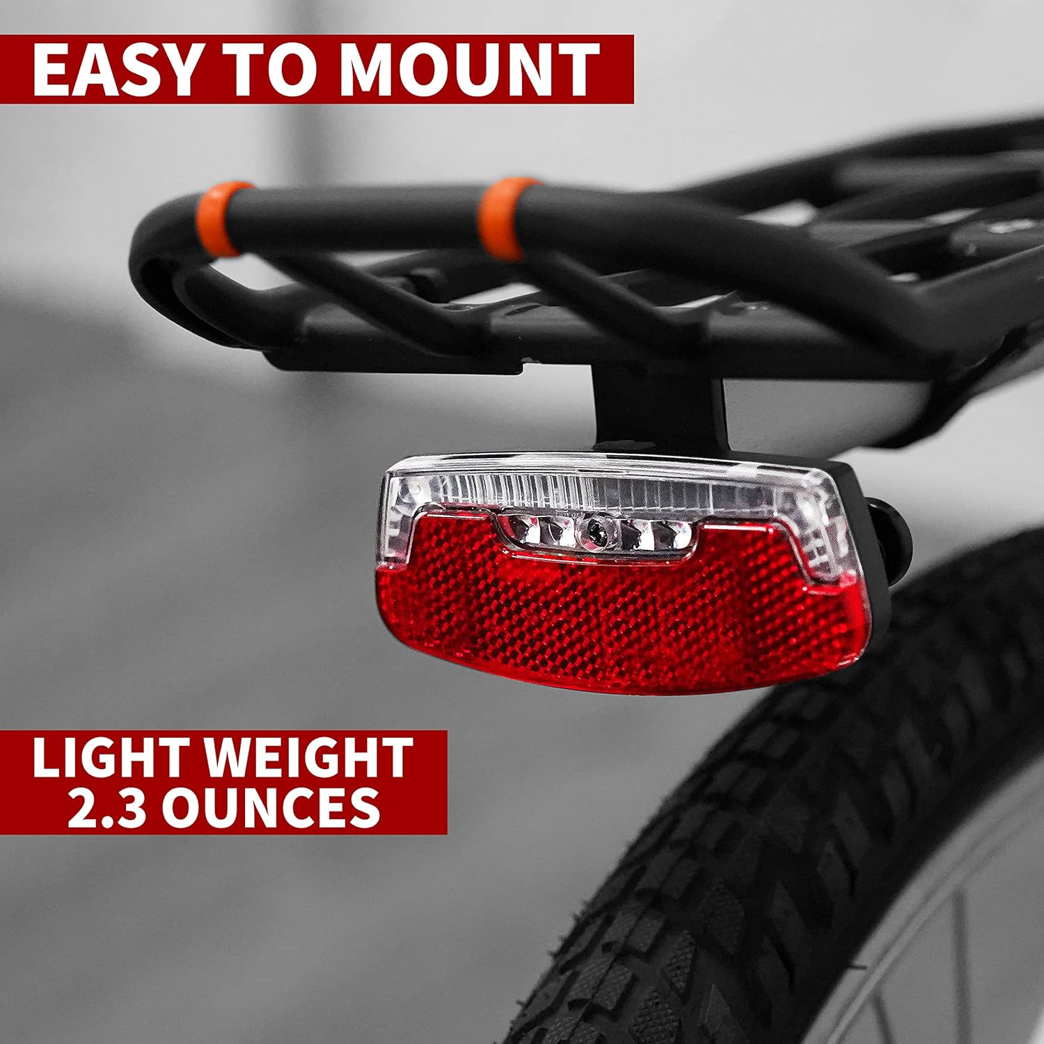 BV Luces de bicicleta para montar de noche, luz trasera LED para bicicleta, funciona con bateríarecargable, luz trasera resistente a la intemperie,