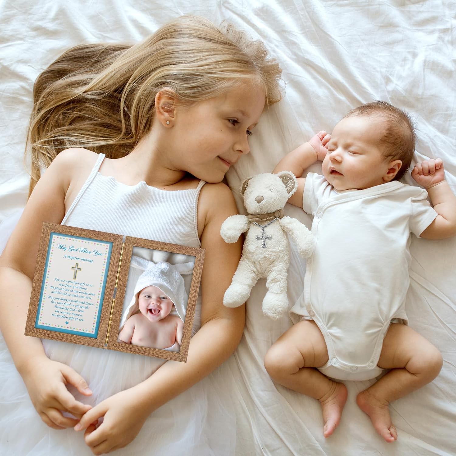 Marco de fotos de bautismo para bebés, marco de fotos de bautismo para niños, marco de recuerdo de bautizo, regalos de bautismo de bebé, capacidad