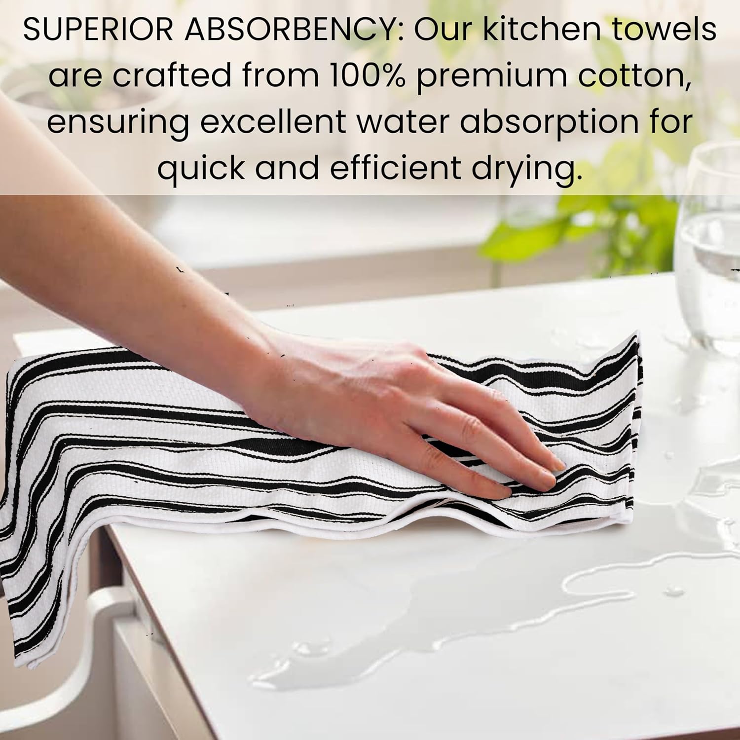 COTTONIVA Paquete de 6 toallas de cocina de alta calidad, 100% algodón, 16 x 26 pulgadas, absorbentes, de secado rápido, toallas de mano de cocina,