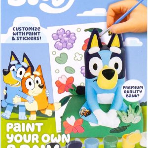 Bluey Pinta tu propio banco, incluye 12 pinturas, calcomanías, banco de vinilo, alcancía para niños, alcancía temática, gran regalo para fiesta de Bluey Pinta tu propio banco, incluye 12 pinturas, calcomanías, banco de vinilo, alcancía para niños, alcancía temática, gran regalo para fiesta de