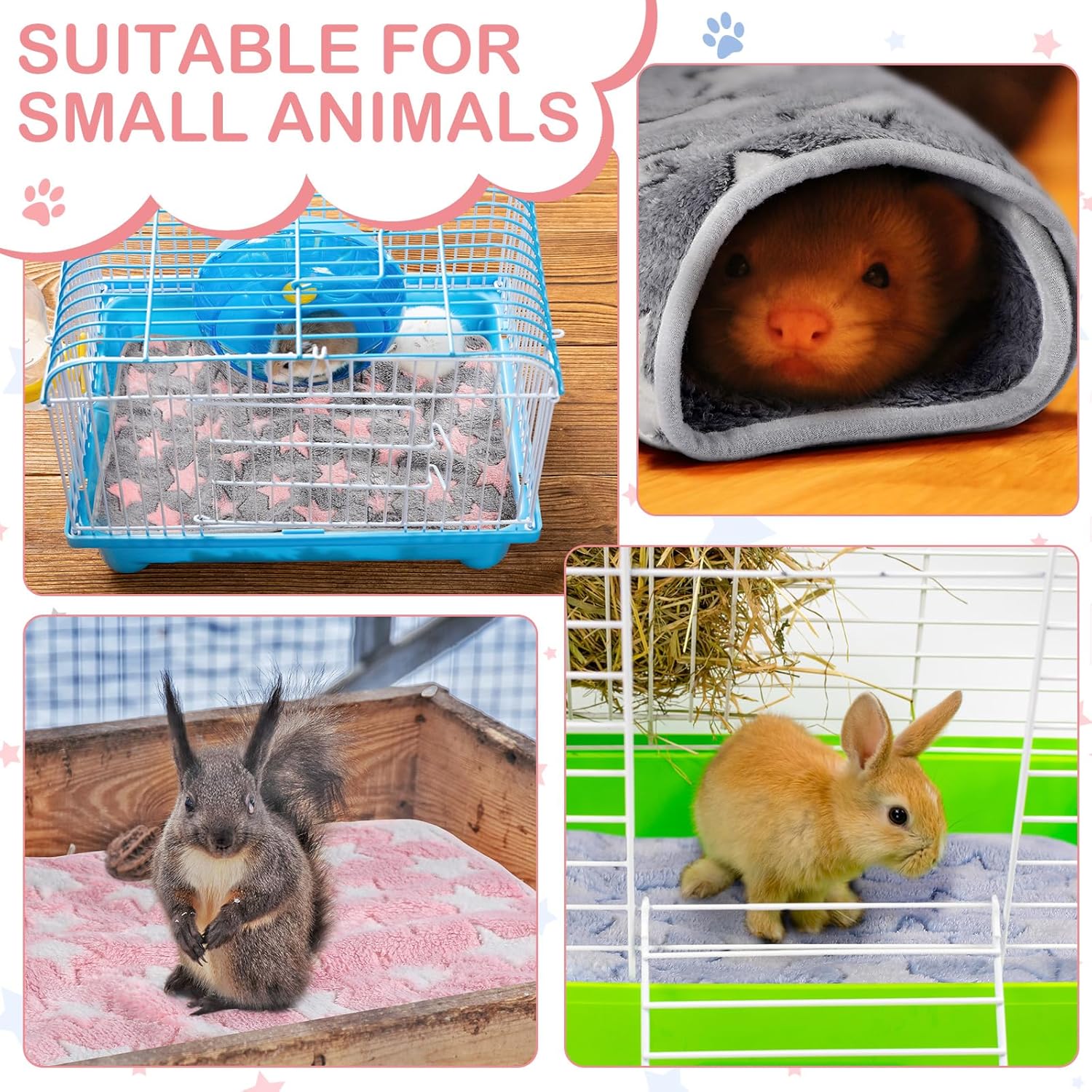 8 piezas de ropa de cama de conejillo de indias a granel, mantas impermeables de franela de animales pequeños, ropa de cama absorbente y