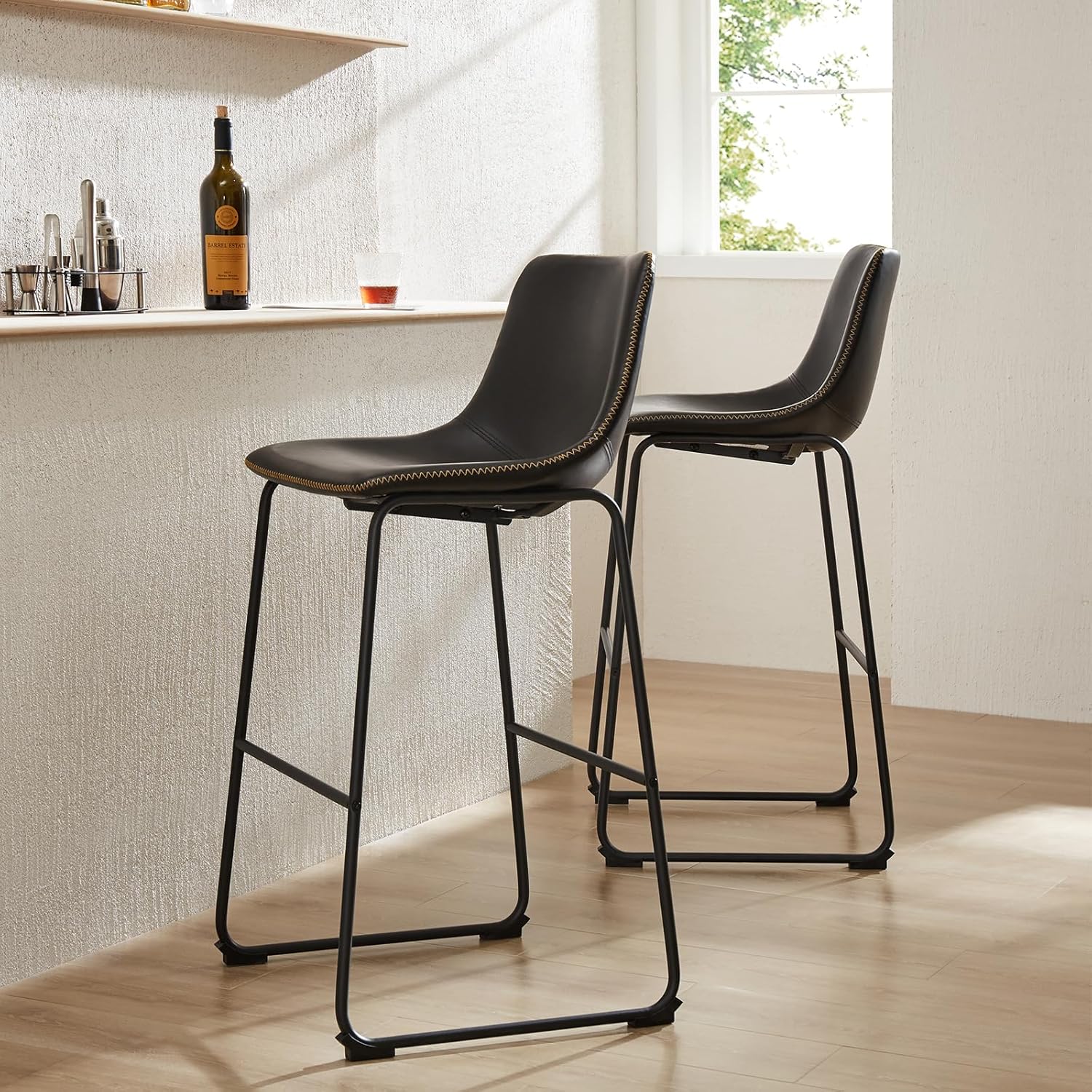 edx Sillas de comedor, sillas de cocina y comedor, cojín de piel sintética y patas de metal, taburetes de bar de altura de mostrador para isla de