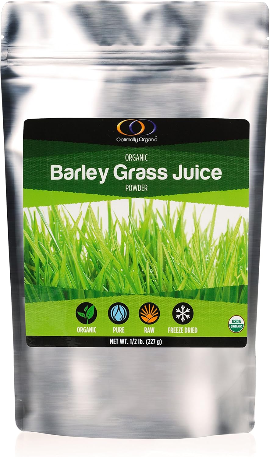 Optimally Organic Jugo de hierba de cebada en polvo, liofilizado, 12 libra, más de 130 porciones, cultivado en EE. UU., Supergreens crudos y