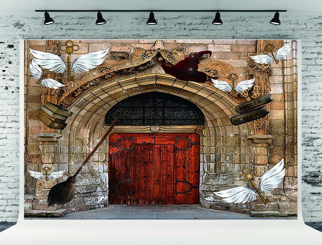 Telón de fondo mágico de mago de tela de 7 x 5 pies, para escuela, castillo, aventura, fotografía, fondo, decoración de fiesta de Halloween, tapiz