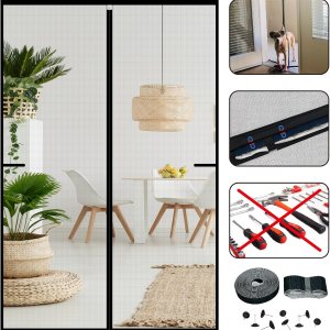 Malla magnética para puerta de 36 x 83.6 pulgadas, para puerta de 34 x 82 pulgadas, cierre magnético, resistente, autosellado, mantiene a los Malla magnética para puerta de 36 x 83.6 pulgadas, para puerta de 34 x 82 pulgadas, cierre magnético, resistente, autosellado, mantiene a los