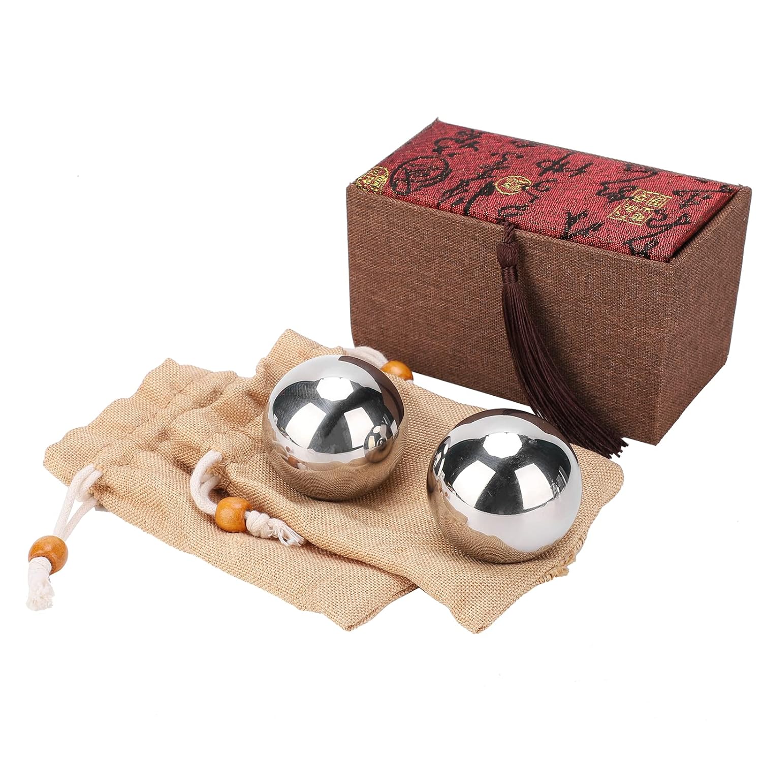 Bola de acero de mano, 2 bolas de acero de mano, bolas de baoding de acero inoxidable, bolas de meditación, utilizadas para recuperación de función