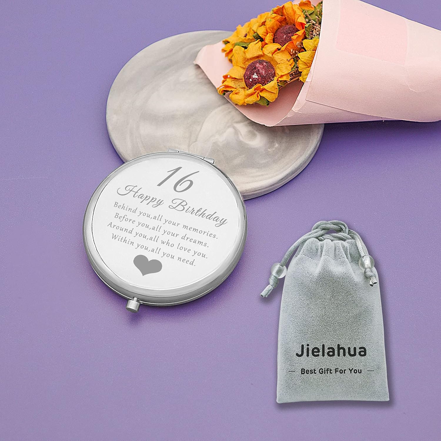 Idea de regalo de cumpleaños 16 para niñas de 16 años, regalo de feliz cumpleaños para hija, nieta, sobrina, hermana, amigas, espejo de maquillaje