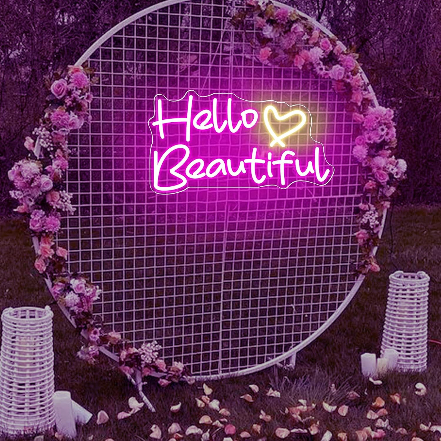Neonawall Letreros de neón con texto en inglés Hello Beautiful, luz LED de neón para decoración de pared para despedida de soltera, cumpleaños,