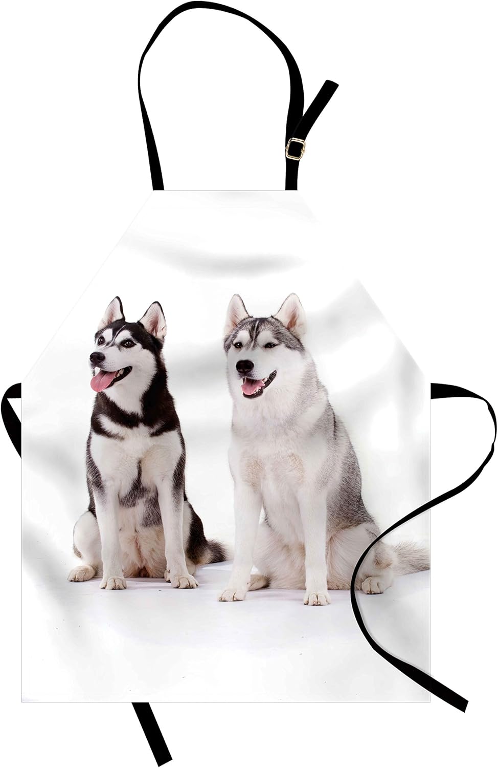 Ambesonne Alaskan Malamute – Delantal de perritos árticos peludos, husky de cría, pedigrí de mamífero siberiano feliz, delantal de cocina unisex con