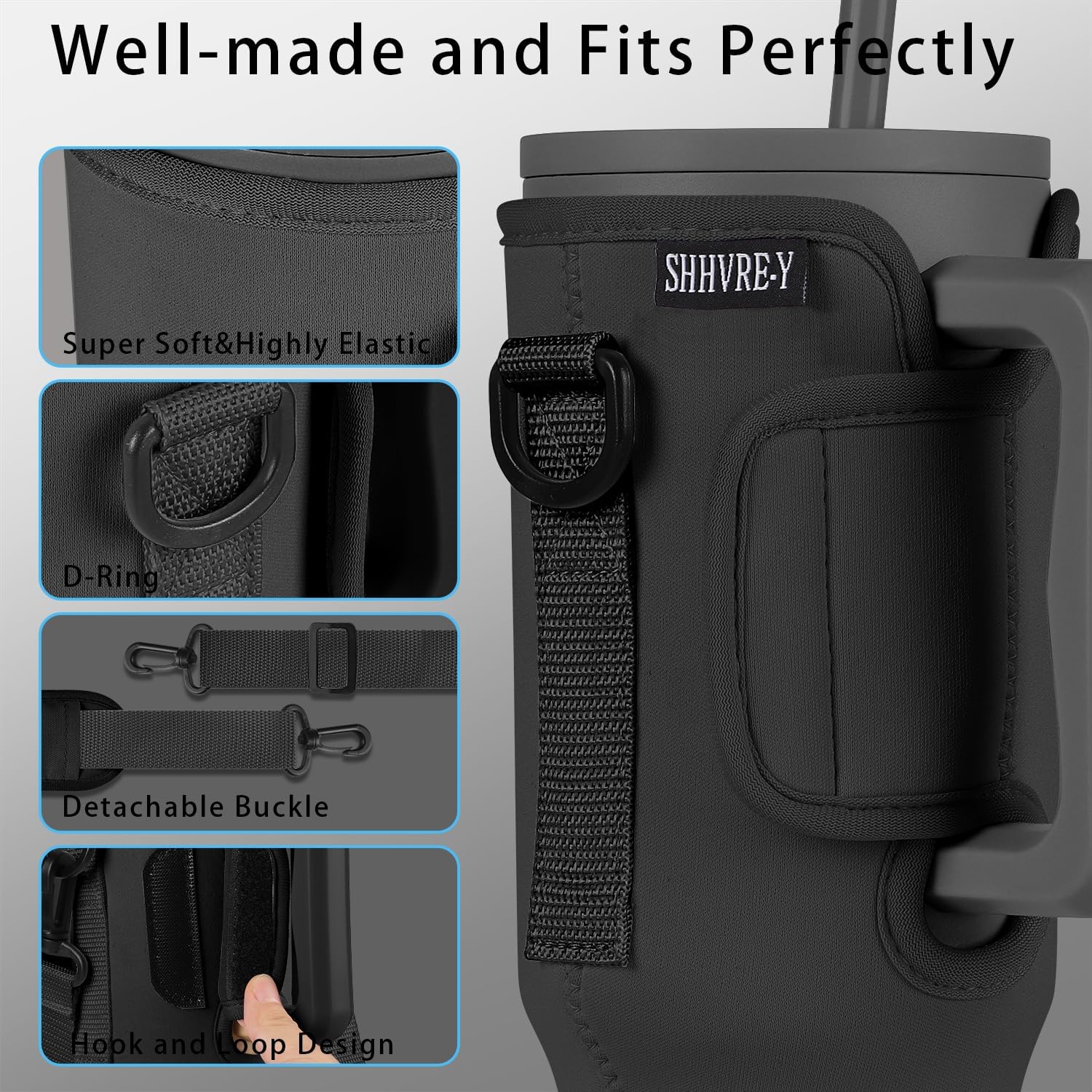 SHHVRE-Y Bolsa de transporte para botella de agua compatible con vaso Simple Modern de 40 onzas con asa, soporte para botella de agua con correa